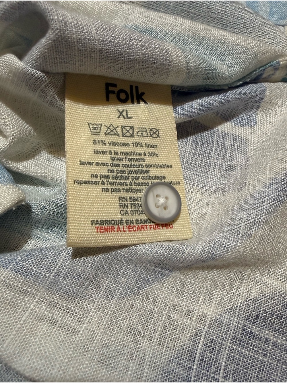 Folk Short-Sleeve Button-Down Shirt in Blue and Teal Abstract Print - Picture 6 of 8